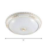 Vintage White Glass Bowl LED Flush Mount Ceiling Light Image - 5