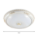 Vintage White Glass Bowl LED Flush Mount Ceiling Light Image - 6