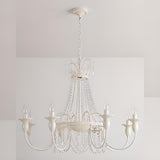 Vintage White Metal Adjustable Chain Candle Chandelier Image - 9