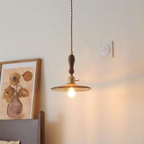 Vintage Wood Handle Brass Edison Bulb Pendant Light Image - 2