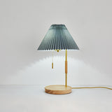 Vintage Wooden Base Table Lamp with Pull Chain Switch Image - 7