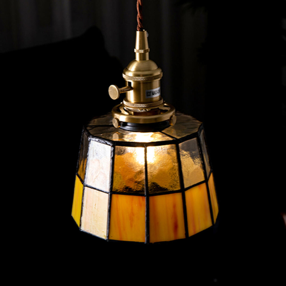 Vintage Yellow Clear Glass Bell Dining Room Pendant Light Image - 11