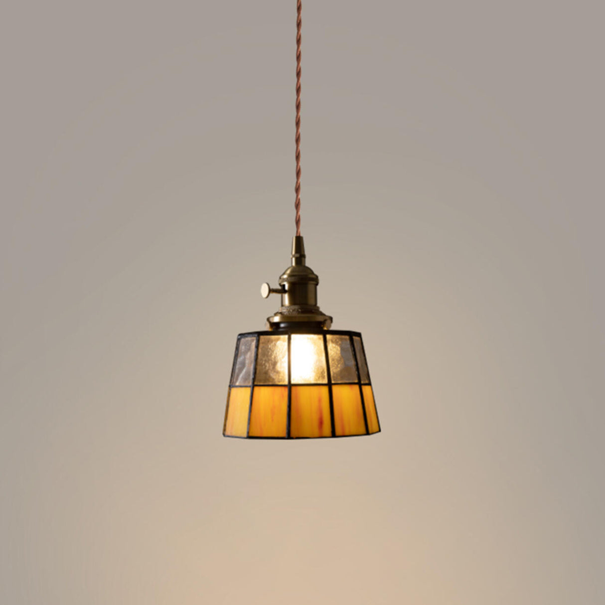 Vintage Yellow Clear Glass Bell Dining Room Pendant Light Image - 9