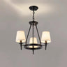 Wagon Wheel Metal White Fabric Chandelier Adjustable Height Image - 2