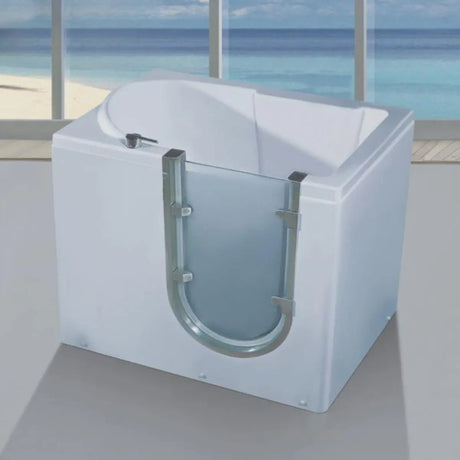 Walk-in Rectangle Acrylic White Compact Soaking Bathtub Image - 2