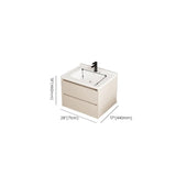 Wall Mounted Cream Sink Wood Bathroom Vanity Cabinet Image - 23