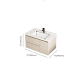 Wall Mounted Cream Sink Wood Bathroom Vanity Cabinet Image - 24