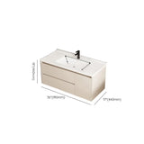 Wall Mounted Cream Sink Wood Bathroom Vanity Cabinet Image - 25