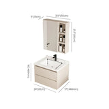 Wall Mounted Cream Sink Wood Bathroom Vanity Cabinet Image - 27