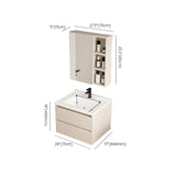 Wall Mounted Cream Sink Wood Bathroom Vanity Cabinet Image - 28