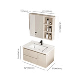 Wall Mounted Cream Sink Wood Bathroom Vanity Cabinet Image - 29