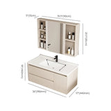 Wall Mounted Cream Sink Wood Bathroom Vanity Cabinet Image - 30