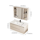 Wall Mounted Cream Sink Wood Bathroom Vanity Cabinet Image - 31