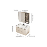 Wall Mounted Cream Sink Wood Bathroom Vanity Cabinet Image - 35