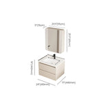 Wall Mounted Cream Sink Wood Bathroom Vanity Cabinet Image - 36