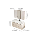 Wall Mounted Cream Sink Wood Bathroom Vanity Cabinet Image - 38