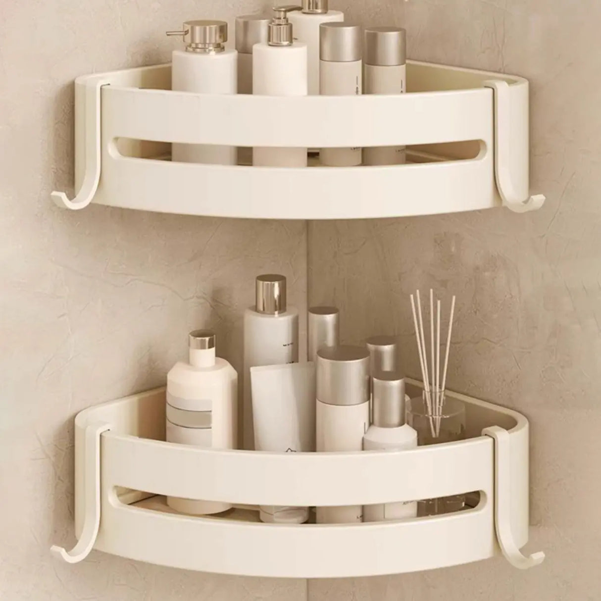 Wall-Mounted Metal White Shelf Bathroom Hardware Set Image - 19