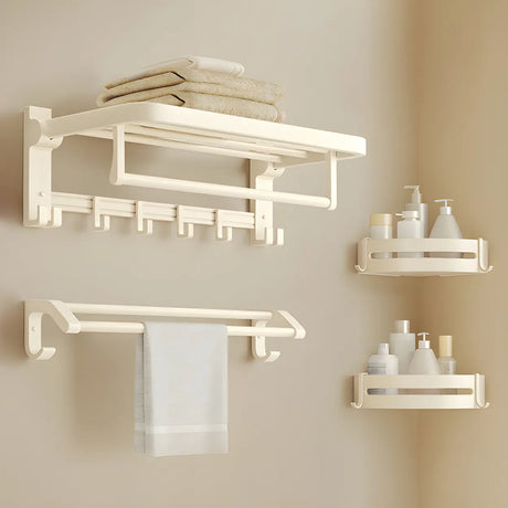 Wall-Mounted Metal White Shelf Bathroom Hardware Set Image - 2