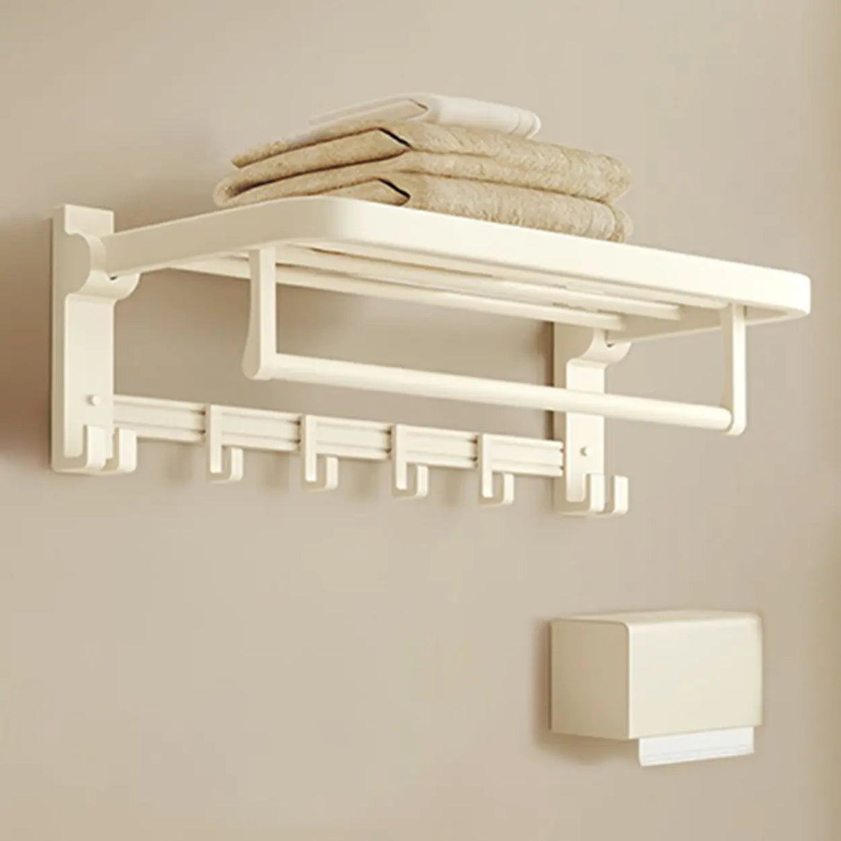 Wall-Mounted Metal White Shelf Bathroom Hardware Set Image - 20