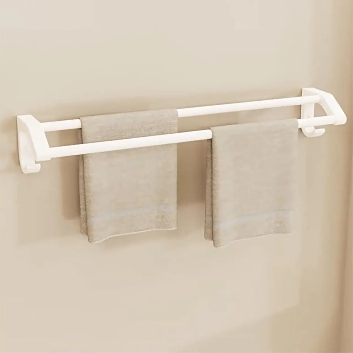 Wall-Mounted Metal White Shelf Bathroom Hardware Set Image - 23