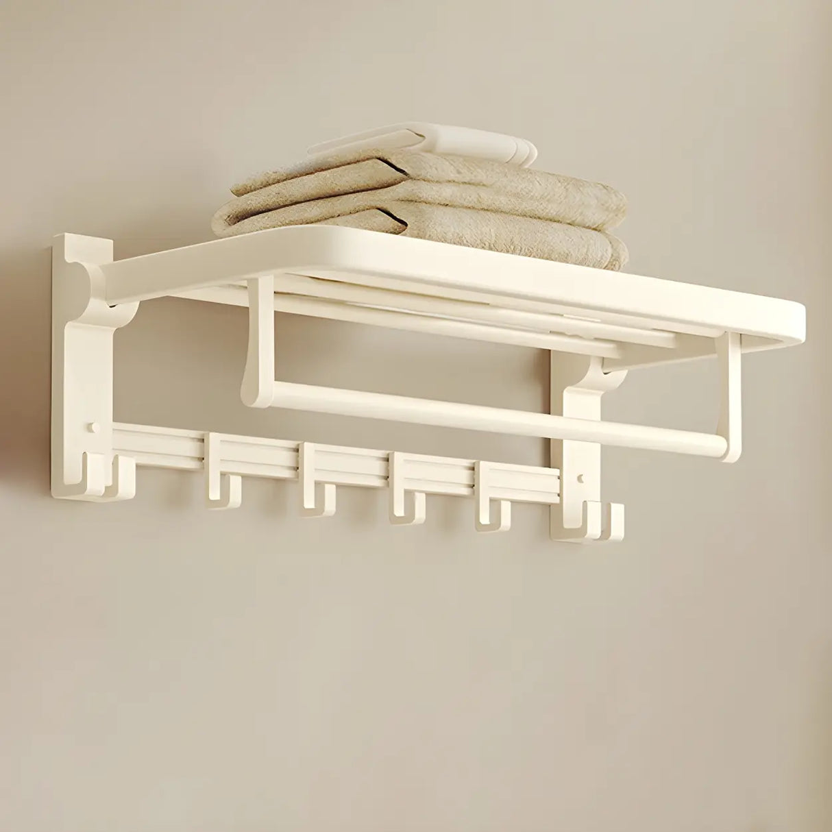 Wall-Mounted Metal White Shelf Bathroom Hardware Set Image - 3