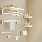 Wall-Mounted Metal White Shelf Bathroom Hardware Set Image - 7