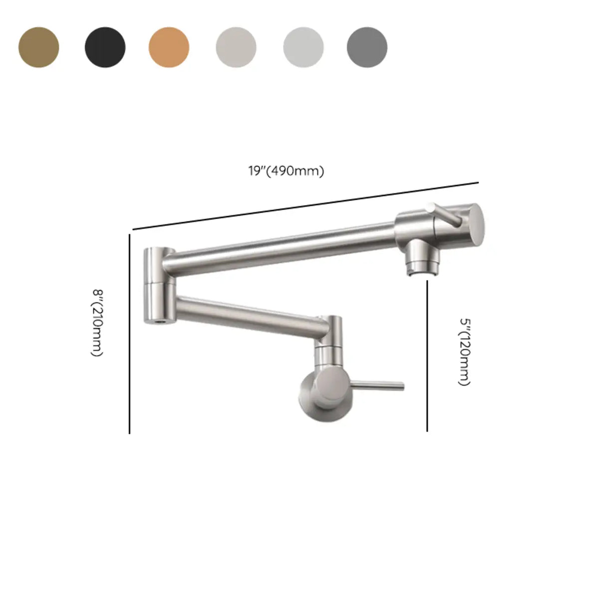 Wall Mounted Rust Resistant Copper Pot Filler Faucet 