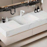 Wall Mounted Stone Bathroom Vanity with Storage Cabinet Image - 4