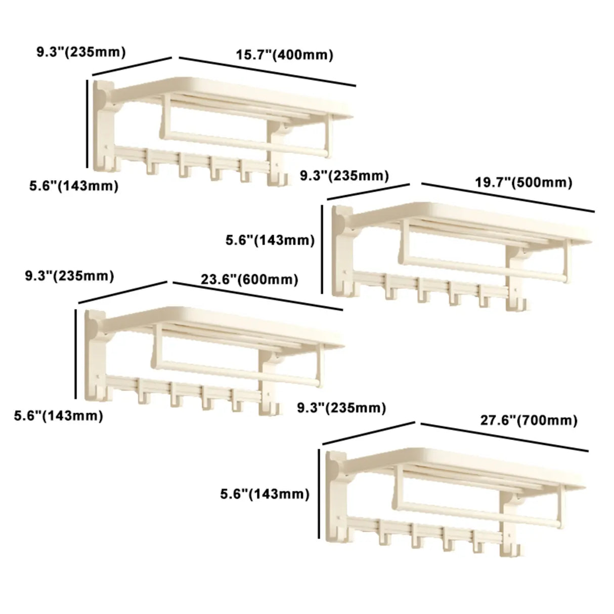 Wall-Mounted White Metal Storage Bathroom Hardware Set Image - 21