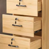 Walnut 3 Drawers Lockable Sliding Wood Filing Cabinet Image - 11