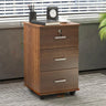 Walnut 3 Drawers Lockable Sliding Wood Filing Cabinet Image - 12