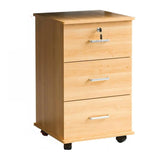 Walnut 3 Drawers Lockable Sliding Wood Filing Cabinet Image - 13