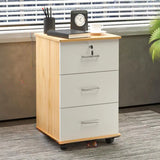 Walnut 3 Drawers Lockable Sliding Wood Filing Cabinet Image - 18