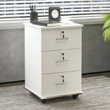 Walnut 3 Drawers Lockable Sliding Wood Filing Cabinet Image - 20