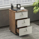 Walnut 3 Drawers Lockable Sliding Wood Filing Cabinet Image - 3