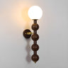 Walnut Beaded Globe Glass Shade Wood Wall Sconce Image - 6