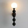 Walnut Beaded Globe Glass Shade Wood Wall Sconce Image - 7