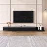 Walnut-Black Stone Rectangle Long TV Stand with Drawers Image - 6