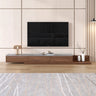 Walnut-Black Stone Rectangle Long TV Stand with Drawers Image - 7