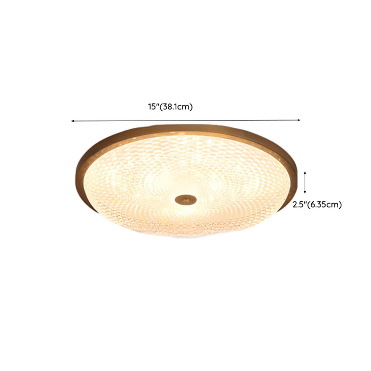 Walnut Circle Glass Wood Flush Mount Ceiling Light 