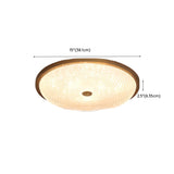 Walnut Circle Glass Wood Flush Mount Ceiling Light #size