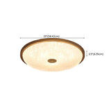 Walnut Circle Glass Wood Flush Mount Ceiling Light Image - 15