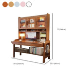 Walnut Drawers Shelf Bookcase H-Shape Credenza Desk Image - 13