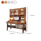 Walnut Drawers Shelf Bookcase H-Shape Credenza Desk Image - 14