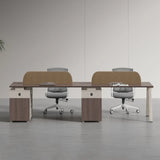 Walnut Executive Dual Workspace Desk Set with Cabinets Image - 1