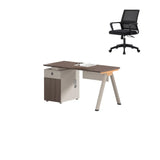 Walnut Executive Dual Workspace Desk Set with Cabinets Image - 11