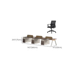 Walnut Executive Dual Workspace Desk Set with Cabinets Image - 22