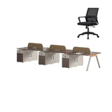 Walnut Executive Dual Workspace Desk Set with Cabinets Image - 4