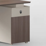 Walnut Executive Dual Workspace Desk Set with Cabinets Image - 5