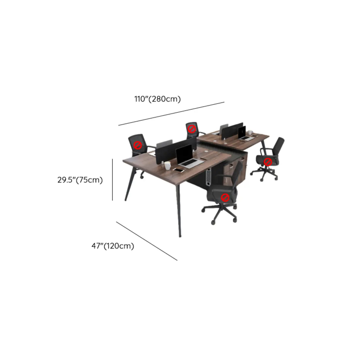 Walnut Finish Rectangular Wood Storage Office Furniture Set Image - 18